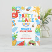Feest op het Lake Summer BBQ verjaardagsfeestje Kaart (Staand voorkant)