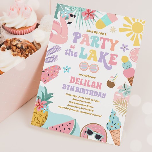 Feest op het Lake Summer BBQ verjaardagsfeestje Kaart