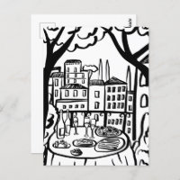Feest op het terras Whimsical City Hand Drawn