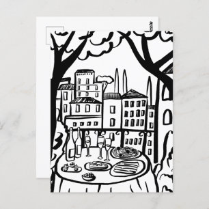 Feest op het terras Whimsical City Hand Drawn Briefkaart