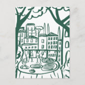 Feest op het terras Whimsical City Hand Drawn Briefkaart (Voorkant)