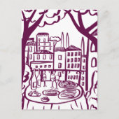 Feest op het terras Whimsical stad Handgetekend Briefkaart (Voorkant)