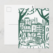 Feest op het terras Whimsical stad Handgetekend Briefkaart (Voorkant / Achterkant)