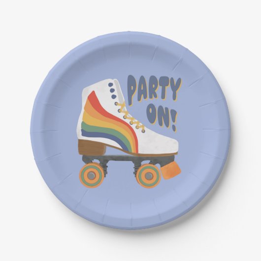 Feest op! Roller Schaats Party Bord (Voorkant)