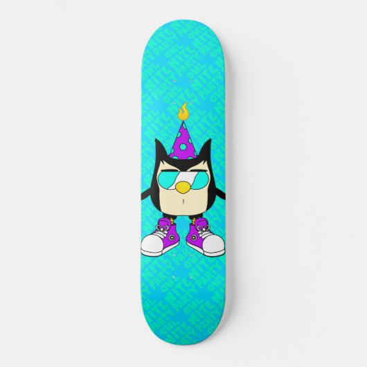 Feest OWL Nite™ Merk Teal Sky Skateboard (Voorkant)