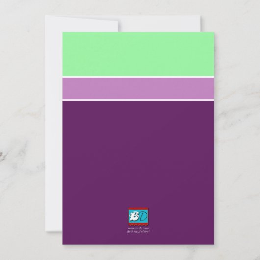 FEEST! Paarse en groene uitnodiging (Achterkant)