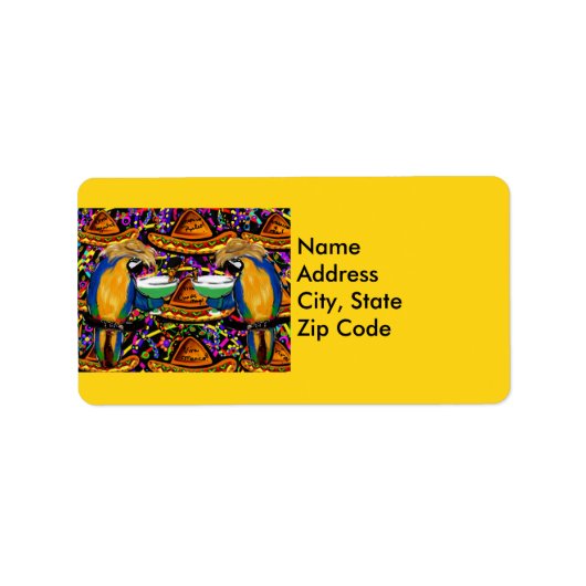 Feest Papegaaien  Etiket (Voorkant)