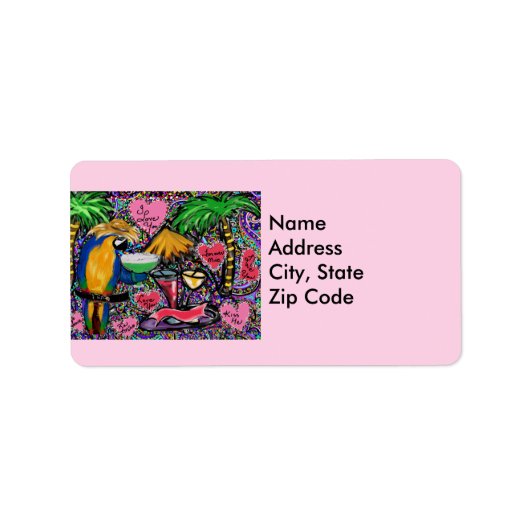 Feest Papegaaien  Etiket (Voorkant)