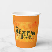 Feest Papieren Bekers Halloween Zwarte Kat (Achterkant)
