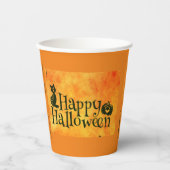 Feest Papieren Bekers Halloween Zwarte Kat (Voorkant)