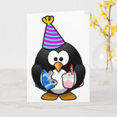 Feest Penguin Kaart (Gele Bloem)