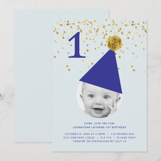 Feest Pet - 1e verjaardag Uitnodiging (Voorkant / Achterkant)