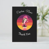 Feest Piraat Roze Meisje Plat Bedankkaart (Staand voorkant)