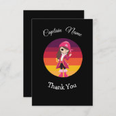 Feest Piraat Roze Meisje Plat Bedankkaart (Voorkant / Achterkant)