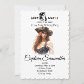 Feest Piraten Meisje thema Uitnodiging (Voorkant)