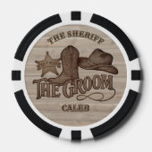 Feest Posse Sheriff Cowboy Bruidegom Jonggezellenf Poker Chips (Voorkant)