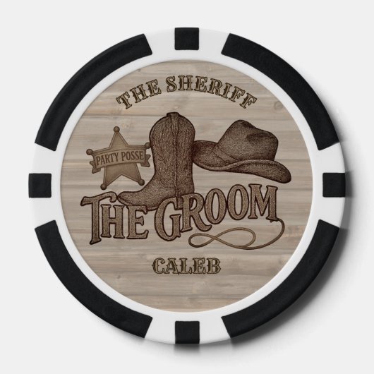 Feest Posse Sheriff Cowboy Bruidegom Jonggezellenf Poker Chips (Voorkant)