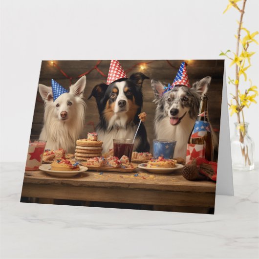 Feest Puppy's Kaart (Gele Bloem)