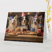 Feest Pups Kaart (Gele Bloem)