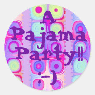 FEEST - Pyjama Feest met Feestelijke Cirkels Stick Ronde Sticker