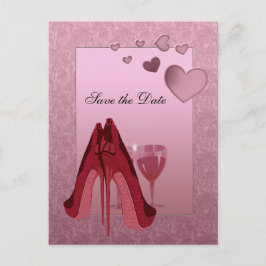 Feest Red Stiletto en Pink Hearts Aankondigingskaart