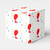 Feest rode ballonnen en confetti op wit bedankdoosjes (Voorkant Zijde)