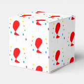 Feest rode ballonnen en confetti op wit bedankdoosjes (Achterkant)