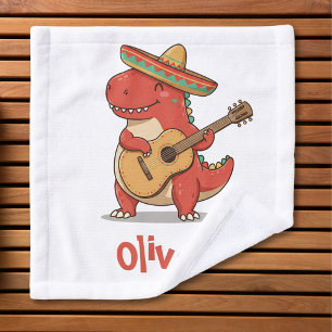 Feest Rode Dinosaur met Sombrero & Gitaar Washandje
