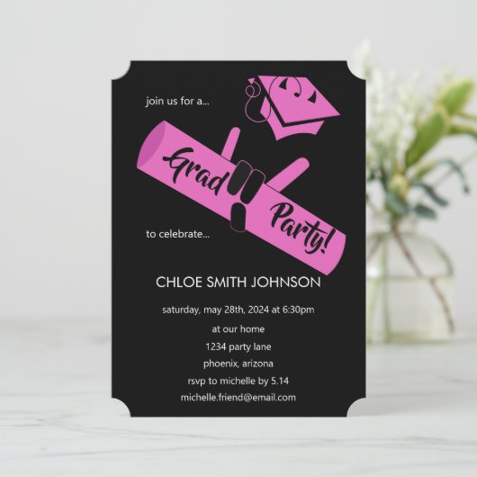 Feest! Roze2 Kaart (Staand voorkant)