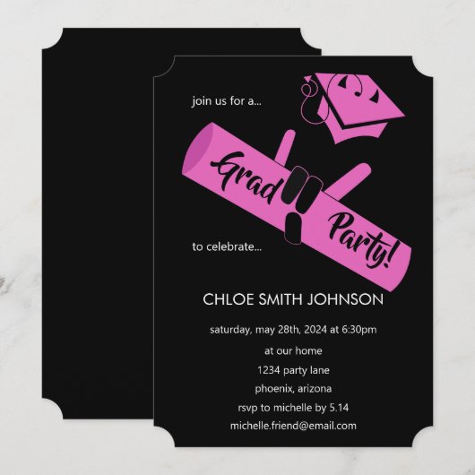 Feest! Roze2 Kaart (Voorkant / Achterkant)