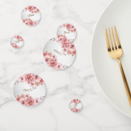 Feest Roze Aquarel Bloemen Glanzende Glitter Moder Confetti