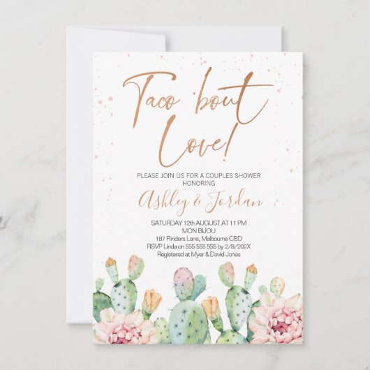 Feest Roze Goud Taco ''bout Love Koppelsprookje Kaart (Voorkant)