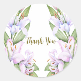 Feest Roze Lelie Bloemen Gouden Frame Mooie Ronde Sticker