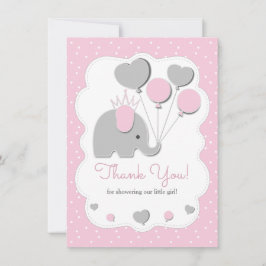 Feest Roze Olifant Baby Shower Meisje Bedankkaart