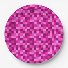 Feest Roze Pixels Papieren Borden, Feest Borden Bordje