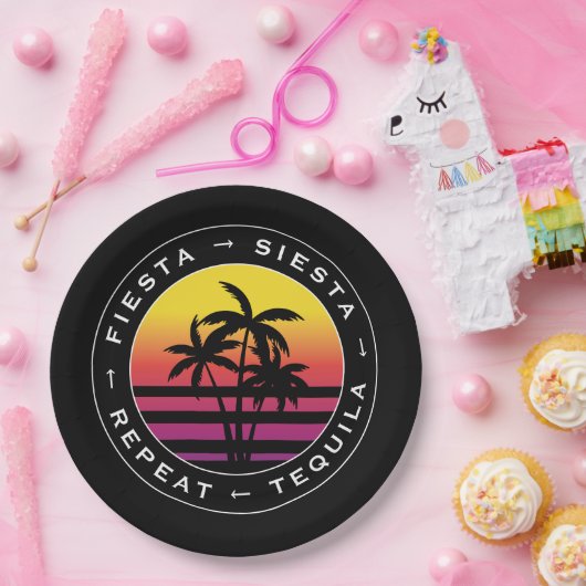 Feest Siësta Tequila Herhaling Meisjes Uitstapje Papieren Bordje (Feest)