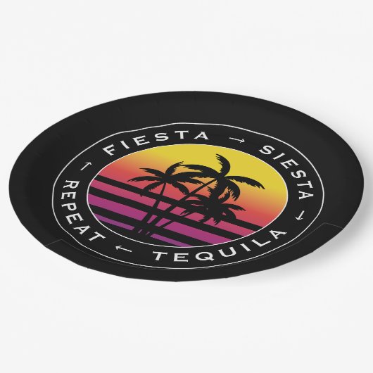 Feest Siësta Tequila Herhaling Meisjes Uitstapje Papieren Bordje (Gekanteld)