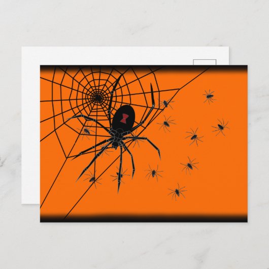 Feest Spinnen Uitnodigingskaart Uitnodiging Briefkaart (Voorkant / Achterkant)