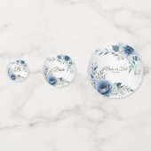 Feest Stof Blauw Aquarel Bloemen Zilver Elegant Confetti (Voorkanten)