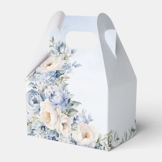 Feest Stof Blauw Aquarel Ivoor Bloemen Bladeren Bedankdoosjes (Achterkant)