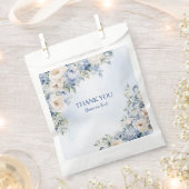 Feest Stof Blauw Aquarel Ivoorkleurige Bloemen Bla Bedankzakje (Geknipt)