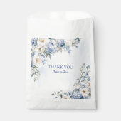 Feest Stof Blauw Aquarel Ivoorkleurige Bloemen Bla Bedankzakje (Voorkant)