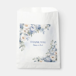 Feest Stof Blauw Aquarel Ivoorkleurige Bloemen Bla Bedankzakje