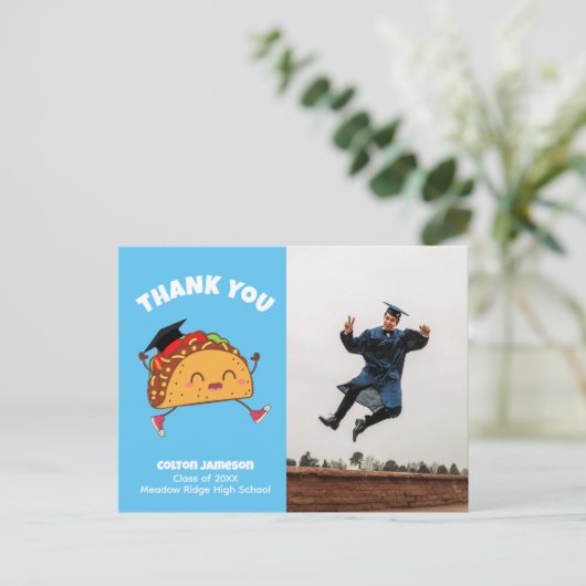 Feest Taco Afstudeer Foto Bedankt Briefkaart (Staand voorkant)