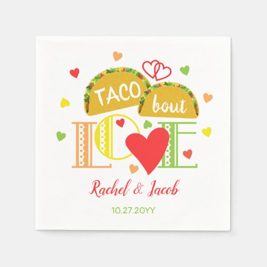 Feest Taco Over Liefde Kleurrijk Betrokkenheidsfee Servet (Voorkant)