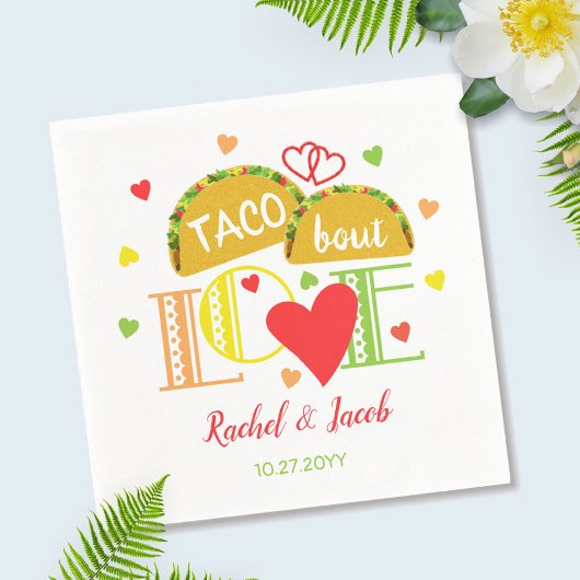 Feest Taco Over Liefde Kleurrijk Betrokkenheidsfee Servet