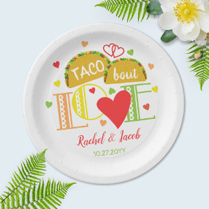 Feest Taco Over Liefde Kleurrijk Verloving Feestje Papieren Bordje