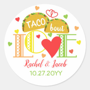 Feest Taco Over Liefde Kleurrijk Verloving Feestje Ronde Sticker