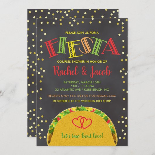 Feest Taco Over Liefde Koppel Trouw Bruiloft Showe Kaart (Voorkant / Achterkant)