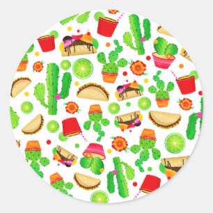 Feest Tacos Taco Dinsdag Kleurrijk Cinco de Mayo Ronde Sticker